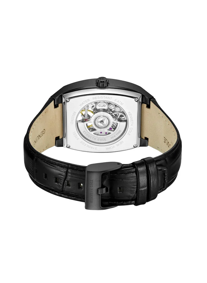 Kenneth Cole New York Kenneth Cole New York 40X52.5mm Automatic Men's Watch with Blue Dial & Black Genuine Leather Strap