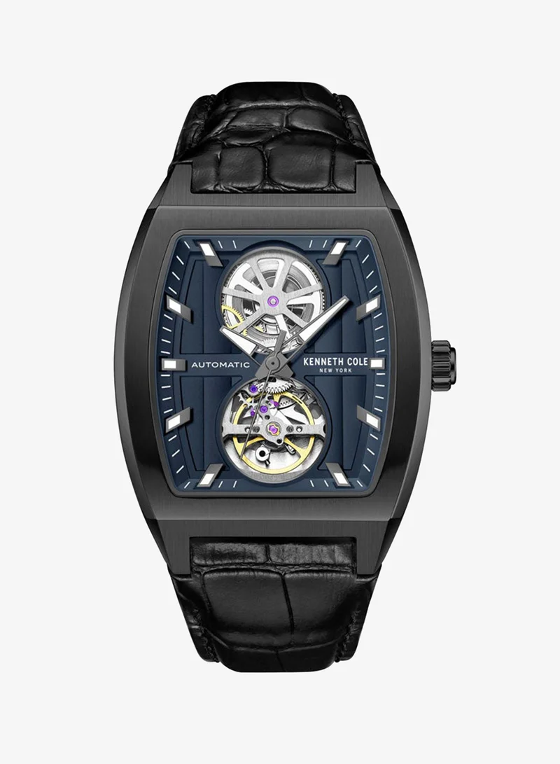 Kenneth Cole New York Kenneth Cole New York 40X52.5mm Automatic Men's Watch with Blue Dial & Black Genuine Leather Strap