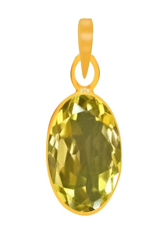 Ptm Natural Citrine/Sunehla 4.25 Ratti or 4 Carat Astrological Certified Gemstone Panchdhatu/5 Metals 22k Gold Plated Pendant for Men & Women -fba3425 - Image 1