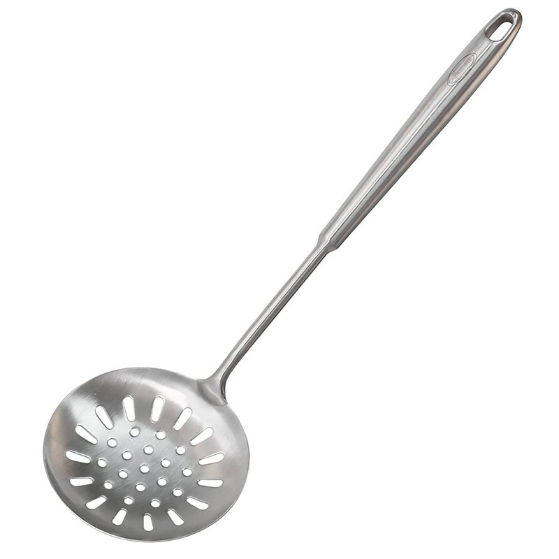 Newness Focus on Stainless Steel Newness Slotted Spoon Rustproof Heat Resistance Integral Forming Durable 304 Stainless Steel Skimmer Spoon with Vacuum Ergonomic Round Handle Cooking Strainer Spoon for Kitchen 1547 Inches 