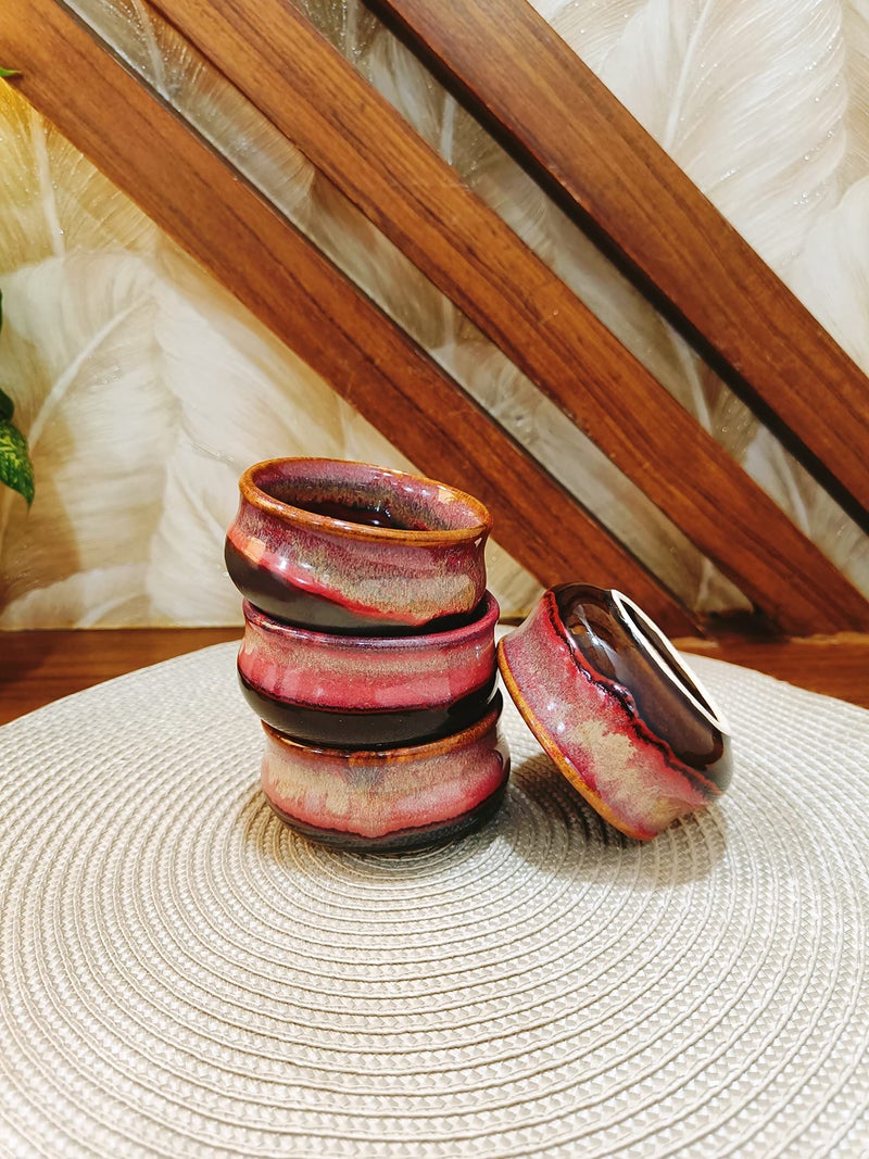 Caffeine Ceramic Stonwear Handmade Red Studio dip & Sauce(Set of 2) - Image 2