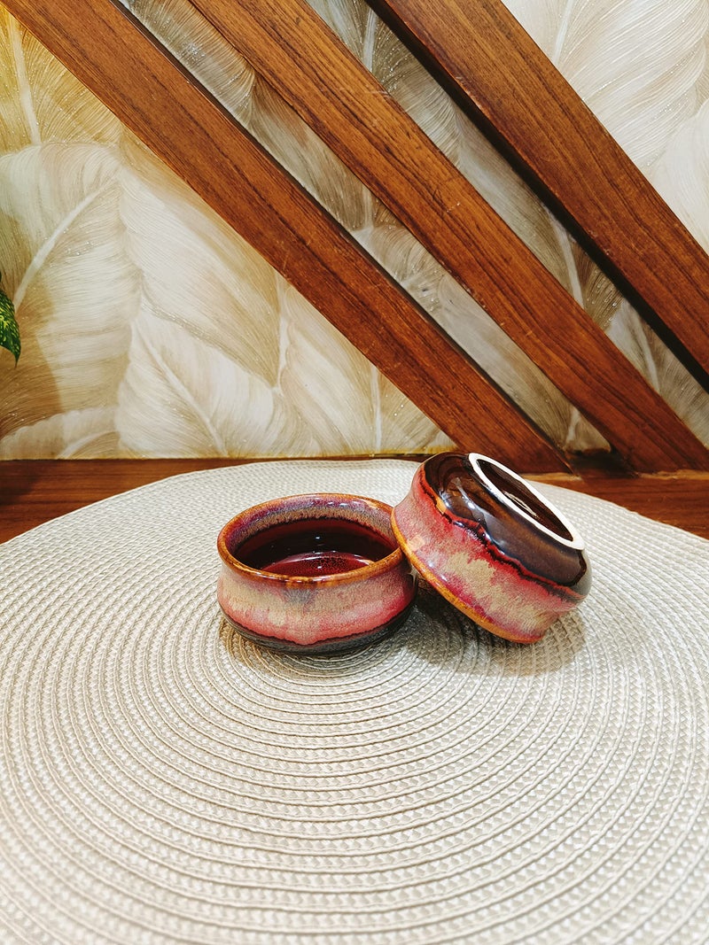 Caffeine Ceramic Stonwear Handmade Red Studio dip & Sauce(Set of 2) - Image 1