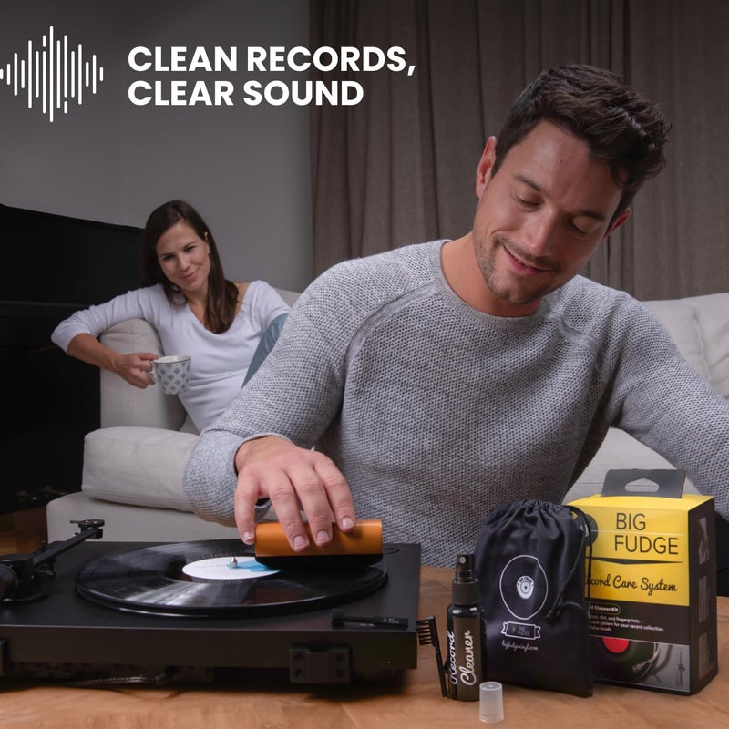 BIG FUDGE Vinyl Record Cleaning Kit - 4-in-1 Record Cleaner Solution - Includes Ultra-Soft Velvet Record Brush, Cleaning Liquid, Stylus Brush and Storage Pouch - Image 4