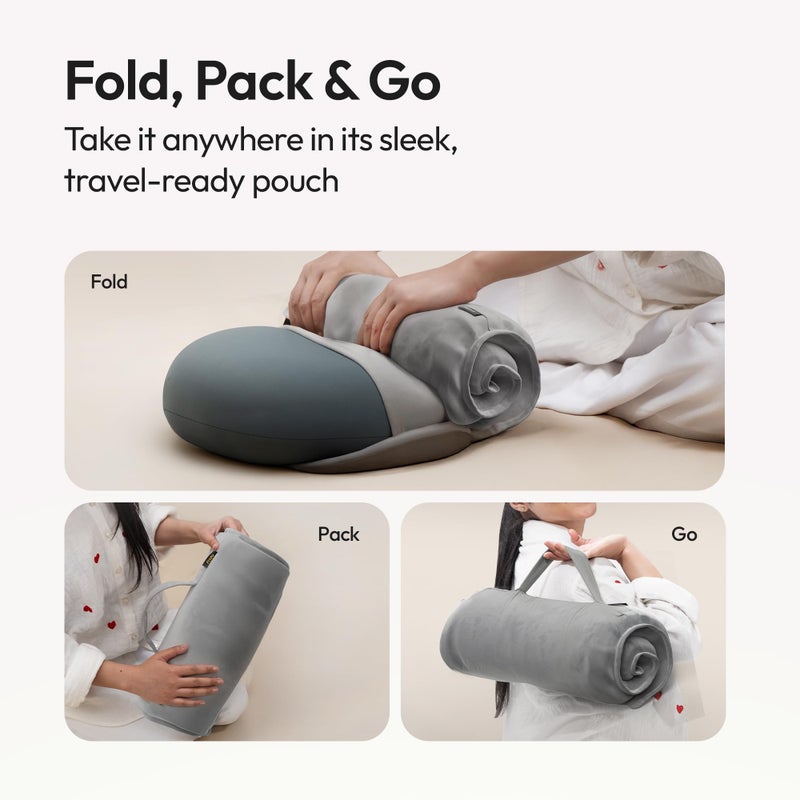 Frido وسادة فريدو العناق | قابلة للتنفس ورغوة الذاكرة فائقة النعومة | دعم النوم للبالغين | أفضل وسادة للعناق للذين ينامون على الجانب والسفر | مضادة للتجعد وصديقة للبشرة - رمادي Pebble - Image 3