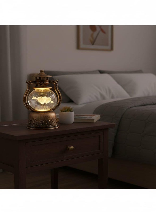 Birud 3D Love Heart Crystal Ball Night Lamp, Engraved 2 Hearts with Arrow Design Night Lamp, Creative Engraved LED, Night Light for Gift & Decor (14.5 cm x 8.5 cm) - Image 3