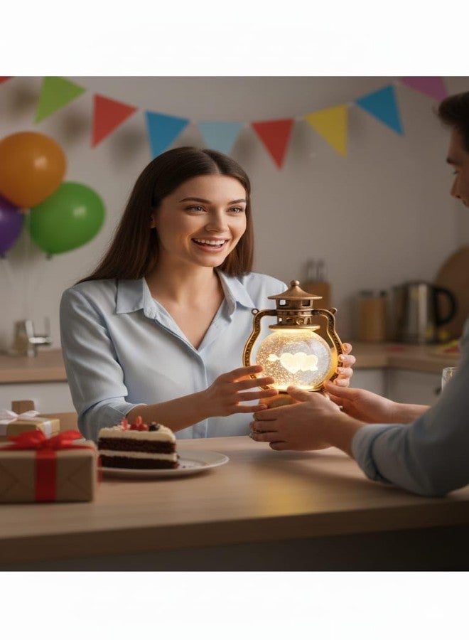Birud 3D Love Heart Crystal Ball Night Lamp, Engraved 2 Hearts with Arrow Design Night Lamp, Creative Engraved LED, Night Light for Gift & Decor (14.5 cm x 8.5 cm) - Image 2