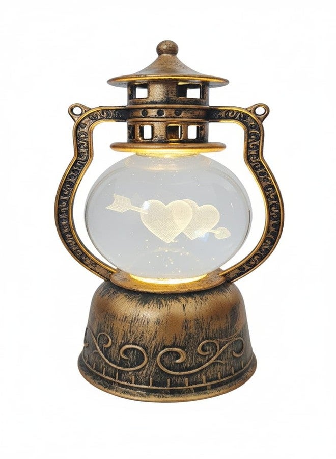 Birud 3D Love Heart Crystal Ball Night Lamp, Engraved 2 Hearts with Arrow Design Night Lamp, Creative Engraved LED, Night Light for Gift & Decor (14.5 cm x 8.5 cm) - Image 1