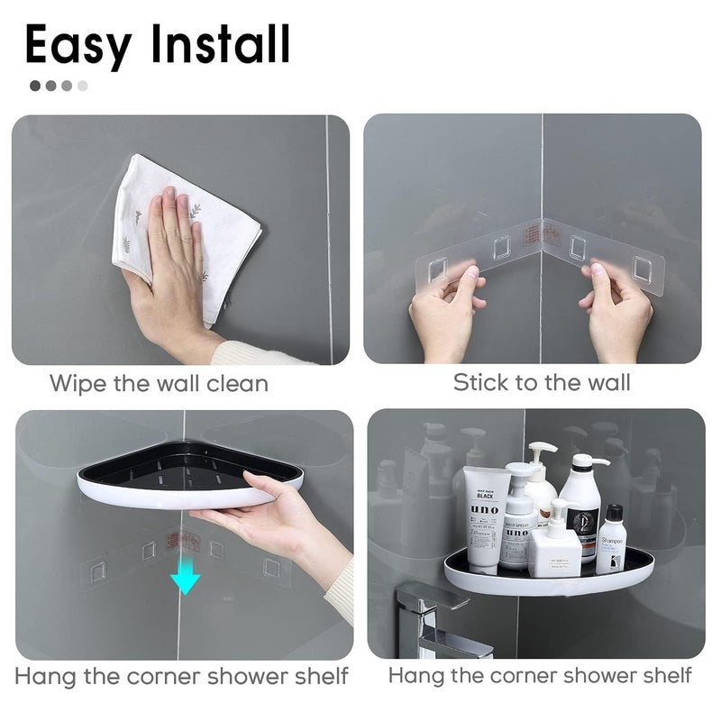 iSTAR Plastic Self Adhesive Triangle Shape Corner Shelf With Magic Sticker | Durable Wall Mounted Shower Caddy | Multipurpose Storage Rack for Toiletries, Kitchen, Bathroom and Home (Pack of 2, White) - Image 4