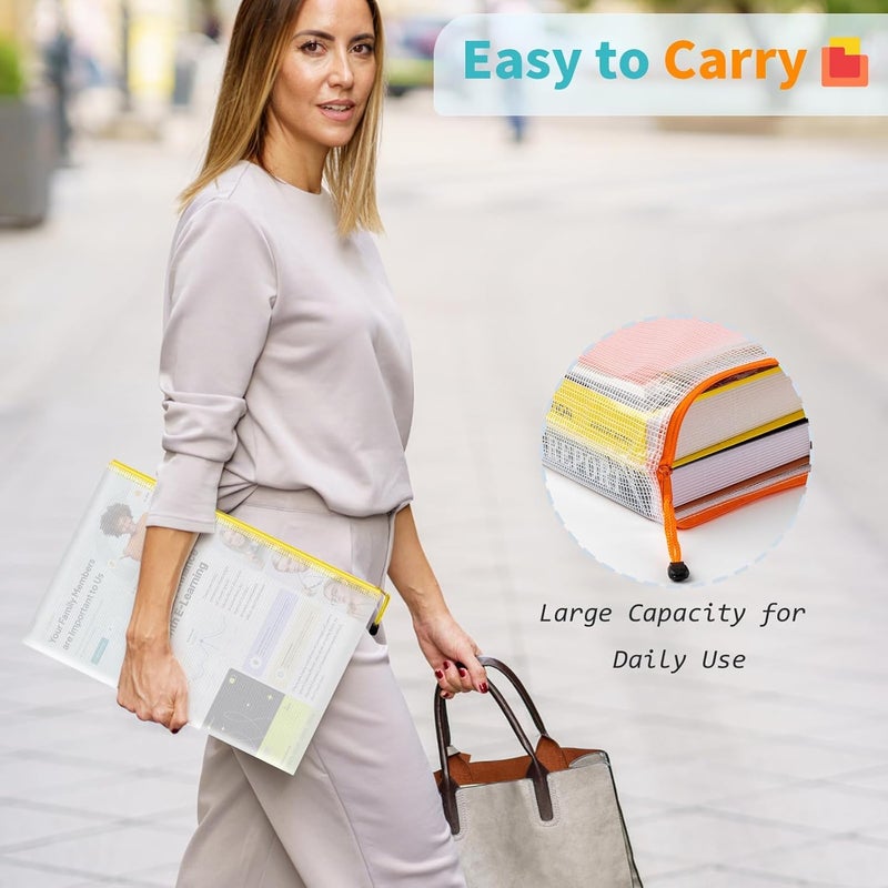 Umriox A4-48P 48pcs Mesh Zipper Pouch Bags, 16 Color, Clear Zipper Pouches for Organizing, Office, Home, Travel - Image 3