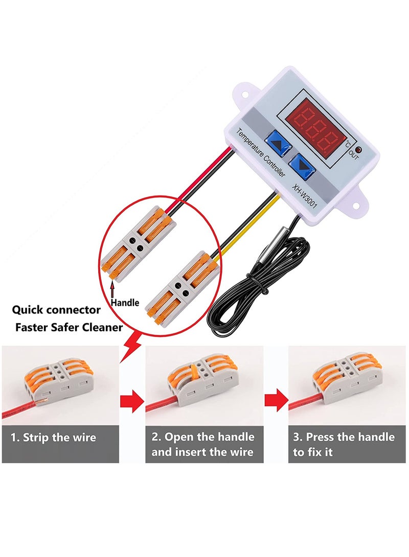 2 Pcs Digital LED Temperature Controller Module Digital Thermostat Switch with Waterproof Probe Programmable Heating Cooling Electronic Thermostat Range from -50℃ to 110℃ (DC12V 10A 120W) - Image 3