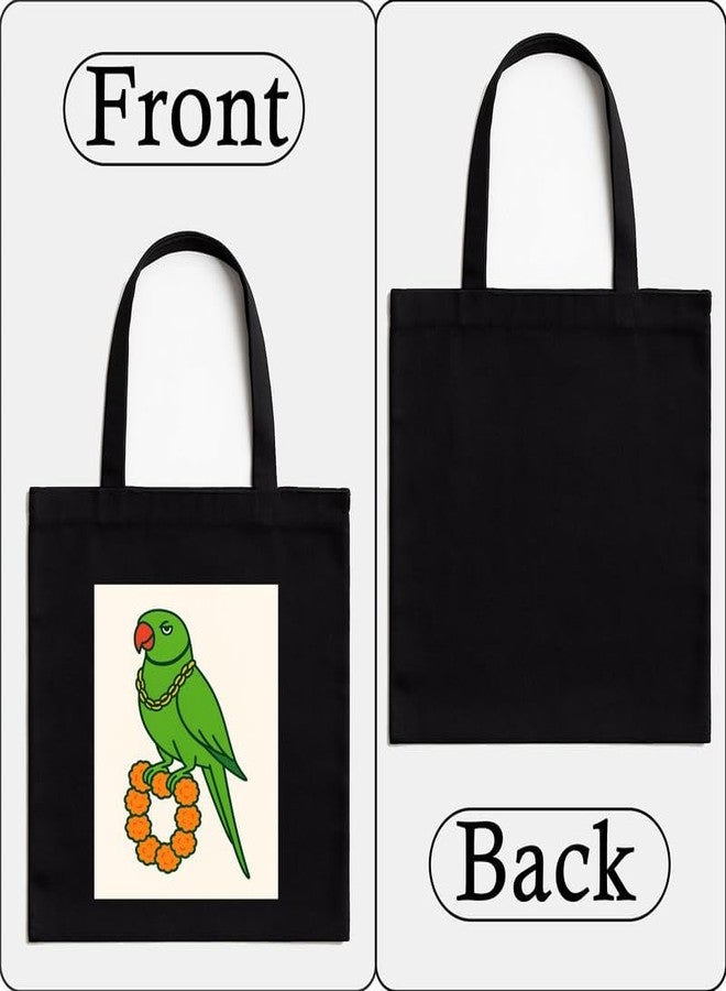 Megrok Parrot Tote Bag for Women | Front A4 Size Printed Pocket | 16x14 Inch Tropical Cotton Bag | Birdwatcher's Field Trip Essential - Image 4