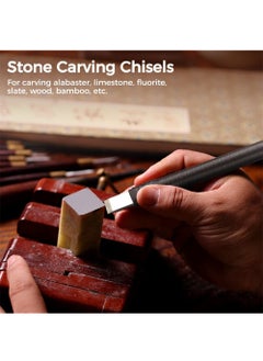 SYOSI Stone Carving Tool Set of 8 Wood Carving Tools Kit Wood Carving Knife Set Stone Seal Engraving Kit Tungsten Steel Carving Chisels for DIY Art Craft Clay Carpentry  - Image 2