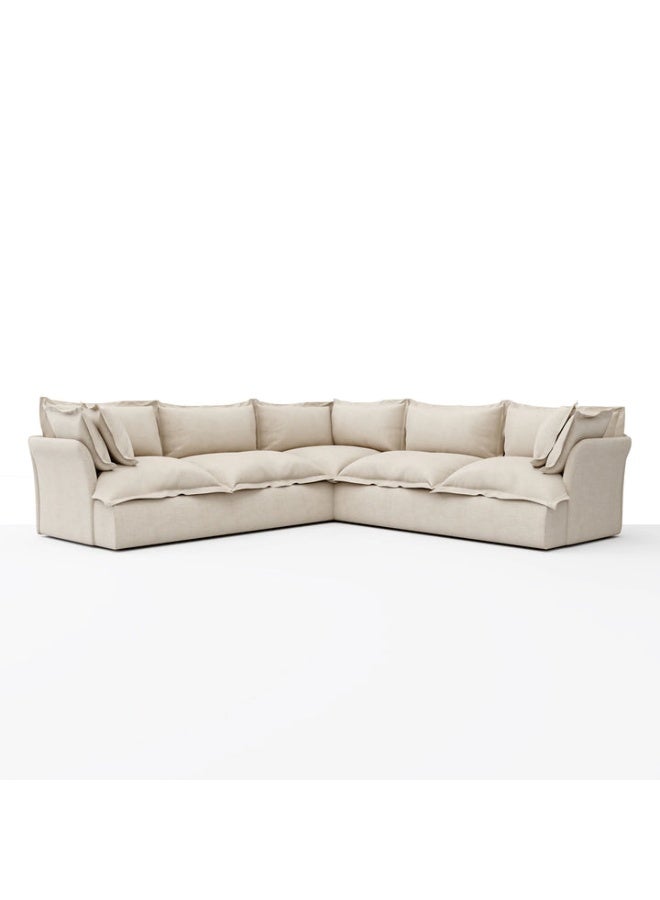 ariika Haven Corner Sofa 296 x 296 H:80 cm - Beige, 100% Polyester Linen Texture Soft Feel, Latex & down alternative filling.