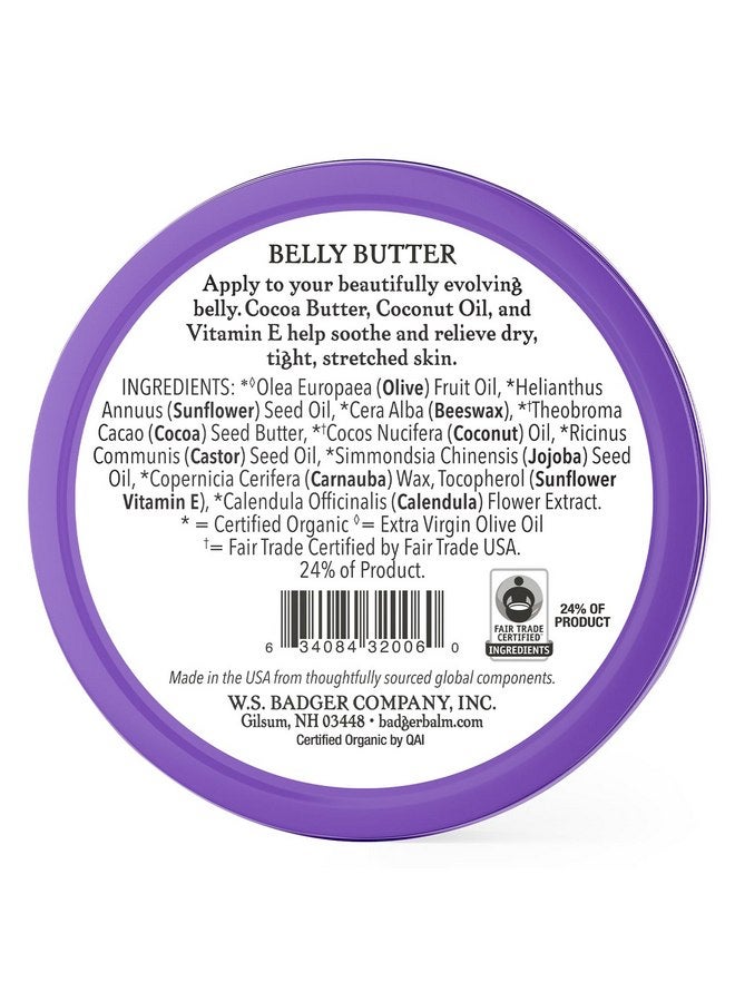 بادجير Badger - زبدة البطن، زبدة الكاكاو والآذريون، زبدة البطن العضوية المعتمدة، زبدة البطن بفيتامين E، زبدة البطن بزيت جوز الهند، زبدة البطن للحوامل للبشرة الممتدة، 2 أونصة - عبوتان - Image 2