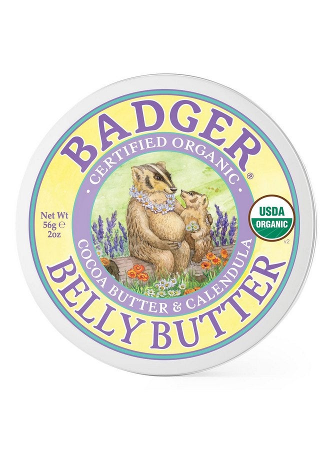 بادجير Badger - زبدة البطن، زبدة الكاكاو والآذريون، زبدة البطن العضوية المعتمدة، زبدة البطن بفيتامين E، زبدة البطن بزيت جوز الهند، زبدة البطن للحوامل للبشرة الممتدة، 2 أونصة - عبوتان - Image 1