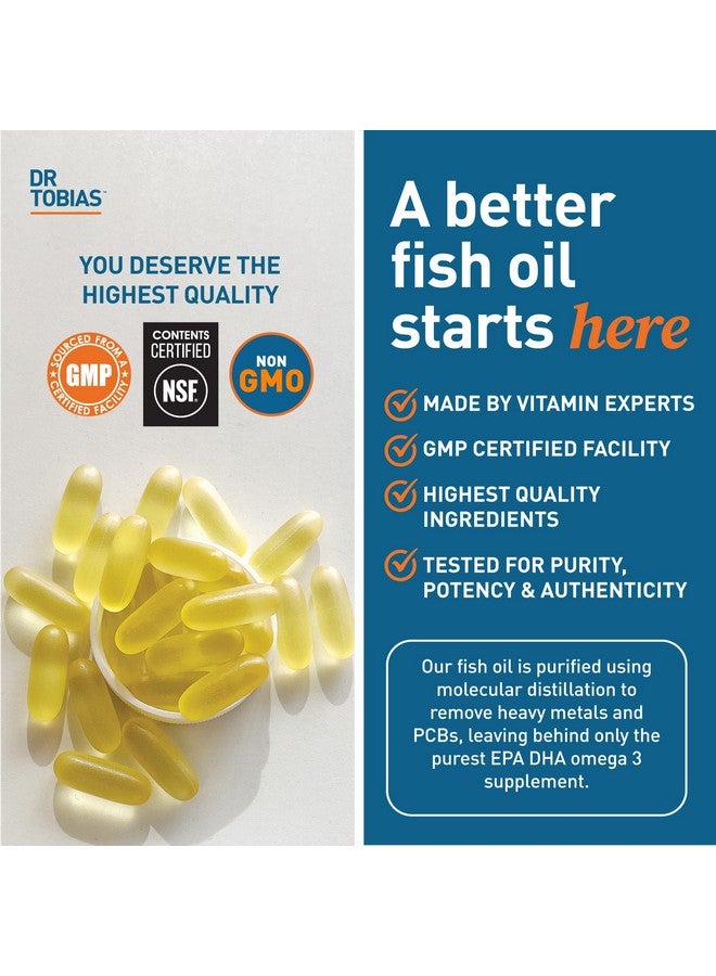 Dr. Tobias Omega 3 Fish Oil, 2000mg Triple Strength with 800mg EPA 600mg DHA Per Serving, Fish Oil Omega 3 Supplements for Heart, Brain & Immune Support, 90 Softgels, 45 Servings - Image 3