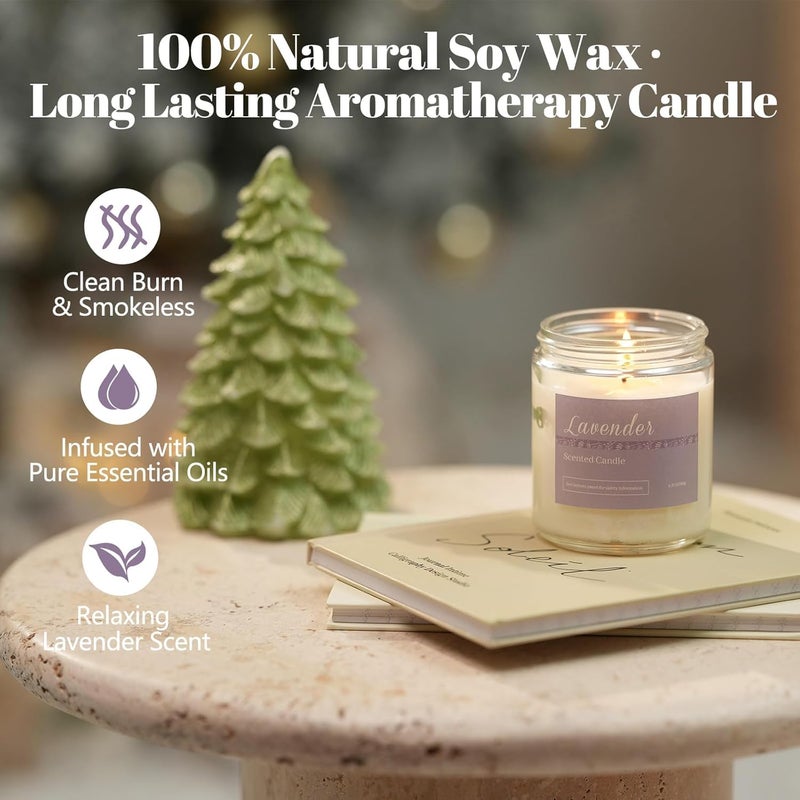 PELN 6 Pack Scented Candles Gift Set, Long Lasting Aromatherapy Candles for Home, 37.8 oz 300 Hour Burn, Lavender Jasmine Vanilla Sage Sandalwood Rose Eucalyptus Mint, Gifts for Women - Image 5