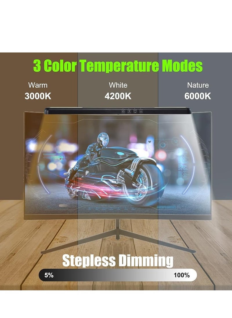 دي إم جي تك - ضوء شاشة الكمبيوتر، 7 ألوان RGB قابلة للتعديل، مصباح شاشة كمبيوتر منحني، شريط إضاءة شاشة LED للعناية بالعين، شريط إضاءة شاشة مع 3 أوضاع ألوان لألعاب المكتب والمنزل والمكتب - Image 1