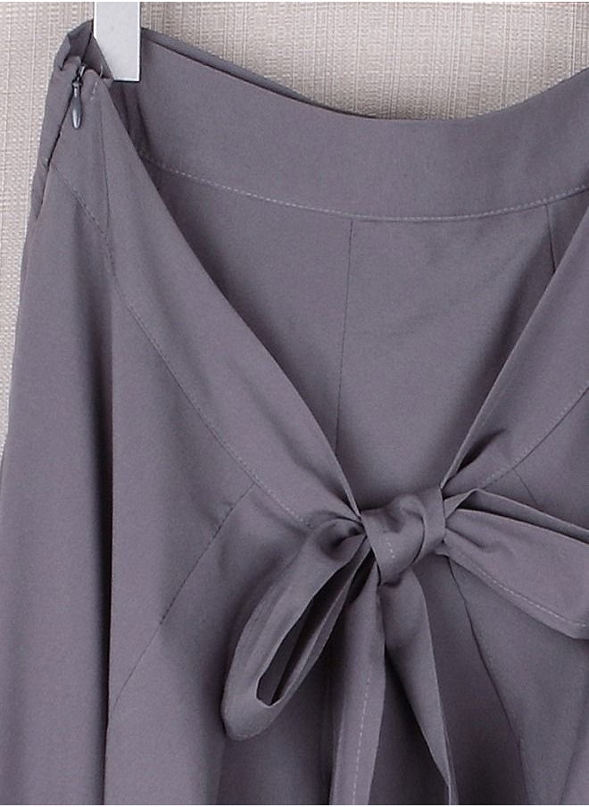 Loquat Lrregular Lotus Leaf Bow High Waist Long Skirt Pants  - Image 3