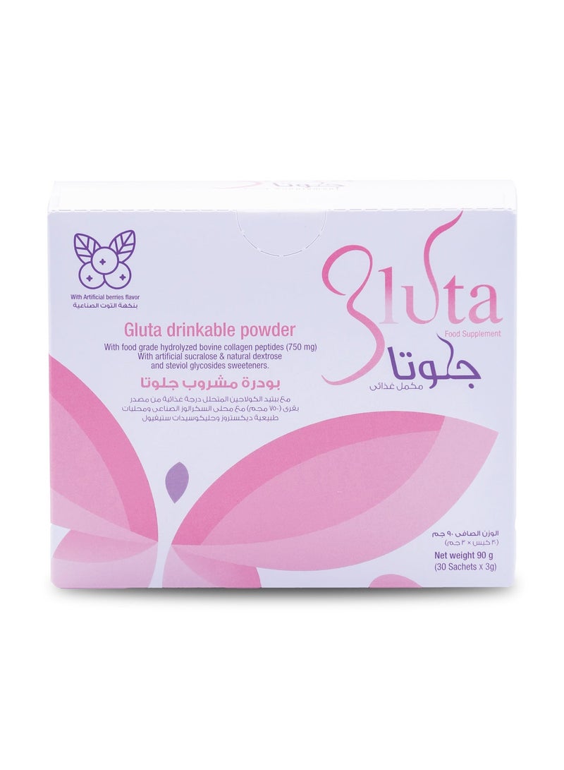 Sulinda Pack of 3 Gluta Sachets Gluta Sachets Glutathione 750mg with Collagen and Vitamin C Berry Flavor 30 Sachets - Image 2