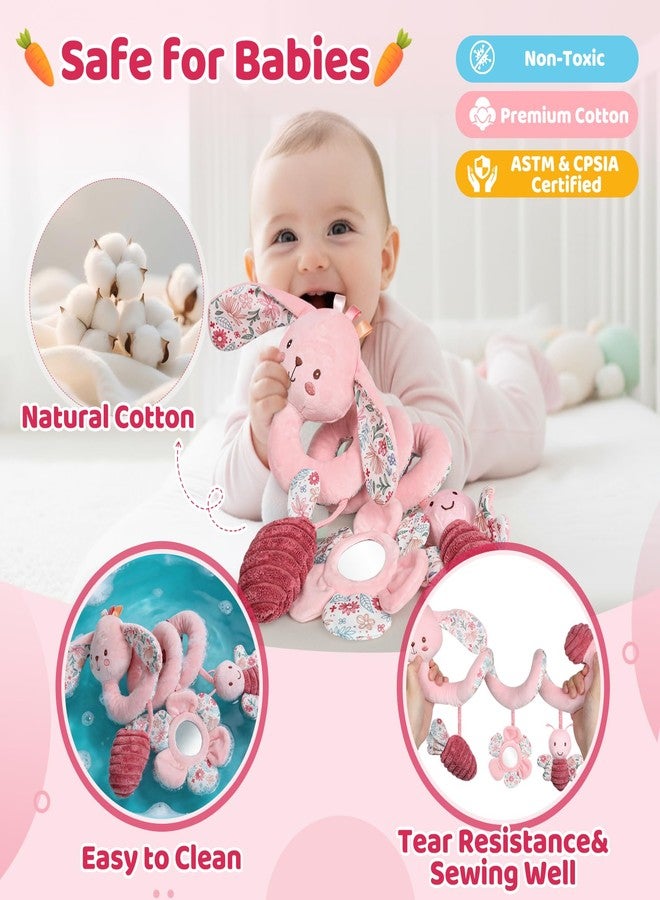 USATDD Car Seat Toys for Babies, Spiral Hanging Toys Stroller Activity Toys, Pink Sensory Baby Plush Carseat Toys Baby Toys Newborn Essentials for 0 3 6 12 Months - Image 4