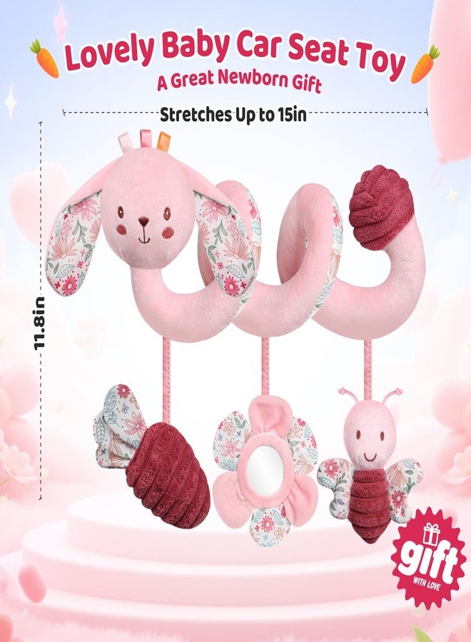 USATDD Car Seat Toys for Babies, Spiral Hanging Toys Stroller Activity Toys, Pink Sensory Baby Plush Carseat Toys Baby Toys Newborn Essentials for 0 3 6 12 Months - Image 2