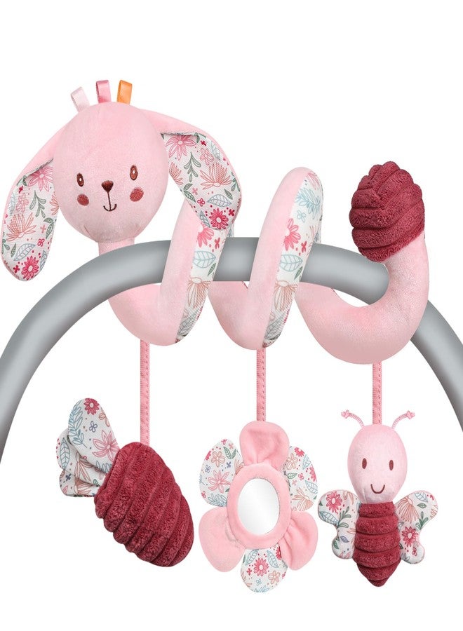 USATDD Car Seat Toys for Babies, Spiral Hanging Toys Stroller Activity Toys, Pink Sensory Baby Plush Carseat Toys Baby Toys Newborn Essentials for 0 3 6 12 Months - Image 1