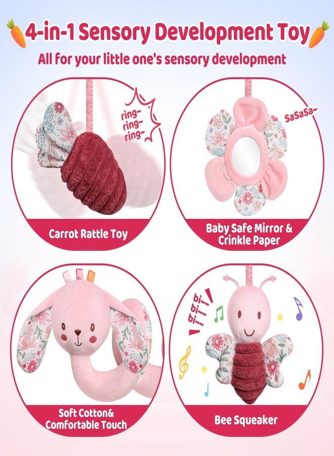 USATDD Car Seat Toys for Babies, Spiral Hanging Toys Stroller Activity Toys, Pink Sensory Baby Plush Carseat Toys Baby Toys Newborn Essentials for 0 3 6 12 Months - Image 3
