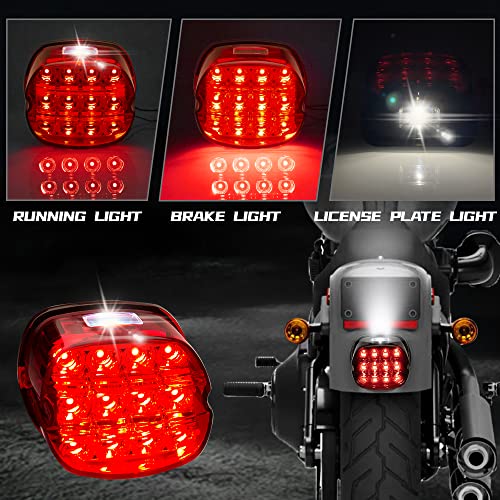 HAZAWA Layback LED Tail Lamp Rear Brake Light Taillights Assembly Compatible with Harley Davidson Sportster 883 1200 Dyna Road King Electra Glide Softail Street Glide Touring(Red) - Image 3
