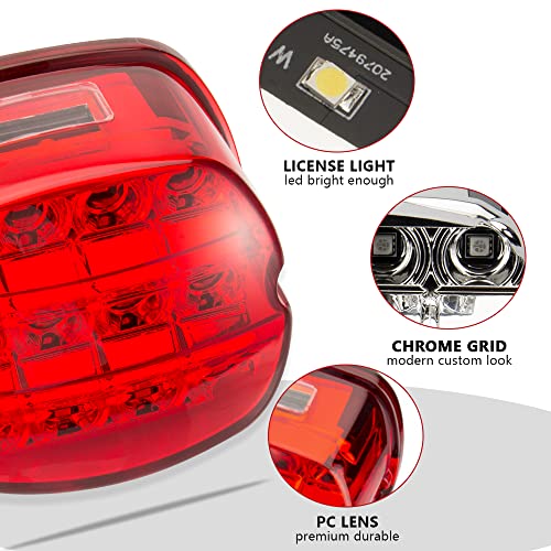 HAZAWA Layback LED Tail Lamp Rear Brake Light Taillights Assembly Compatible with Harley Davidson Sportster 883 1200 Dyna Road King Electra Glide Softail Street Glide Touring(Red) - Image 4