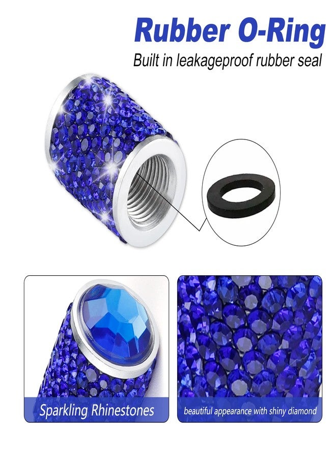 Alpmosn Car Wheel Tire Valve Caps, 4 PCS Bling Tire Valve Caps, Crystal Tire Caps Shinny Rhinestone for Women, Universal Car Dustproof Tire Valve Caps for Cars, Trucks, SUV and Motorcycles (Blue) - Image 3