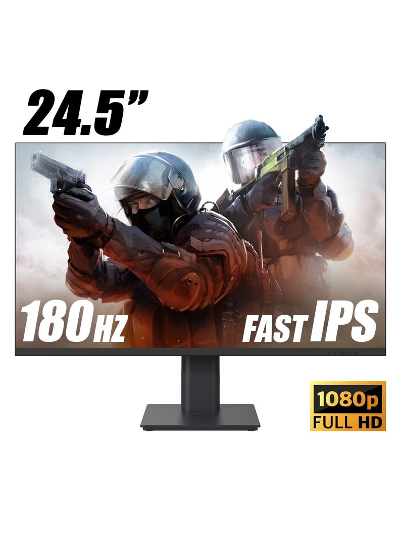 هاي لوك شاشة ألعاب مقاس 24.5 بوصة، شاشات كمبيوتر بدون إطار بدقة FHD 1080P وتردد 180 هرتز، IPS 1 مللي ثانية، sRGB 99%، مزامنة تكيفية، VESA، منفذ DisplayPort 1.2 ومنفذي HDMI 1.4 - Image 1