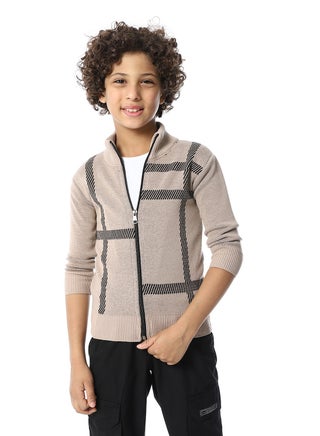 Zip Through Neck Boys Sweater_Buff Beige & Black - pzsku/ZE287CB40DD50CB7A8F3EZ/45/_/1735138363/65299e3e-3dd1-460b-9382-ea815e95fb34