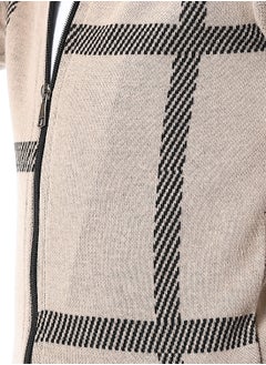 Andora Zip Through Neck Boys Sweater_Buff Beige & Black  - Image 5