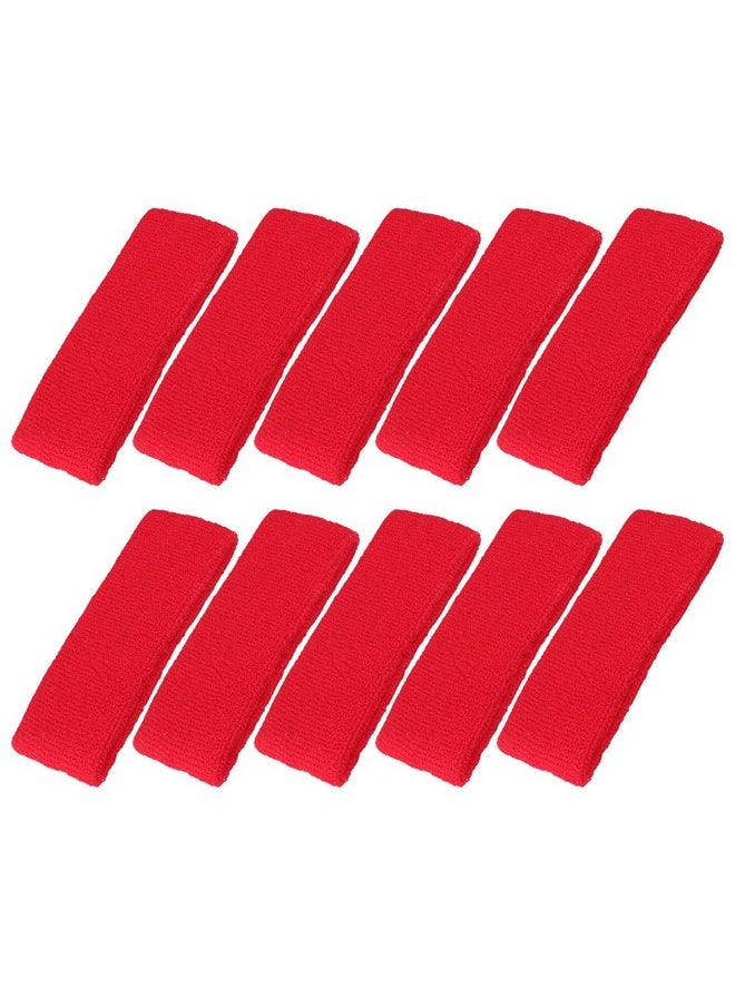 Mallofusa - 10 Pcs Sports Basketball Headband/Sweatband Head Sweat Band/Brace Gift Party Outdoor Activities (Red) - Image 1