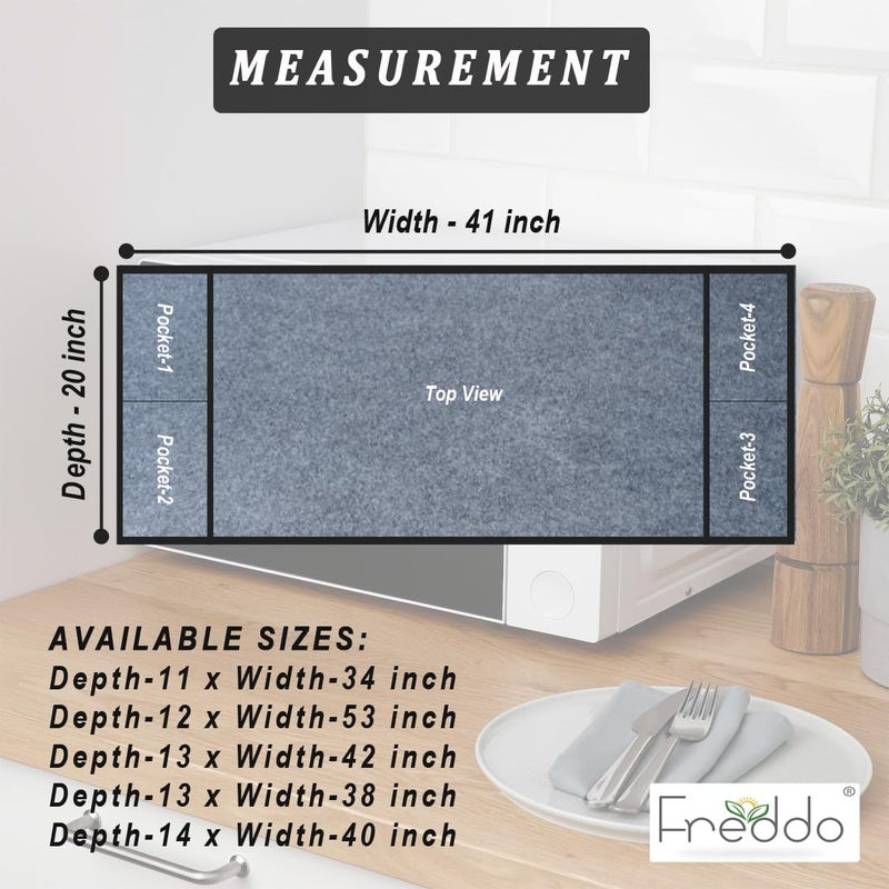 FREDDO Oven Cover Modern Designer Microwave Top CoverKitchen Oven Cover Attractive Decorative Dust Proof Appliance Top Cover for 32 LTR Size 41 x 20 inch Grey Color Pack of 1 Piece - Image 2