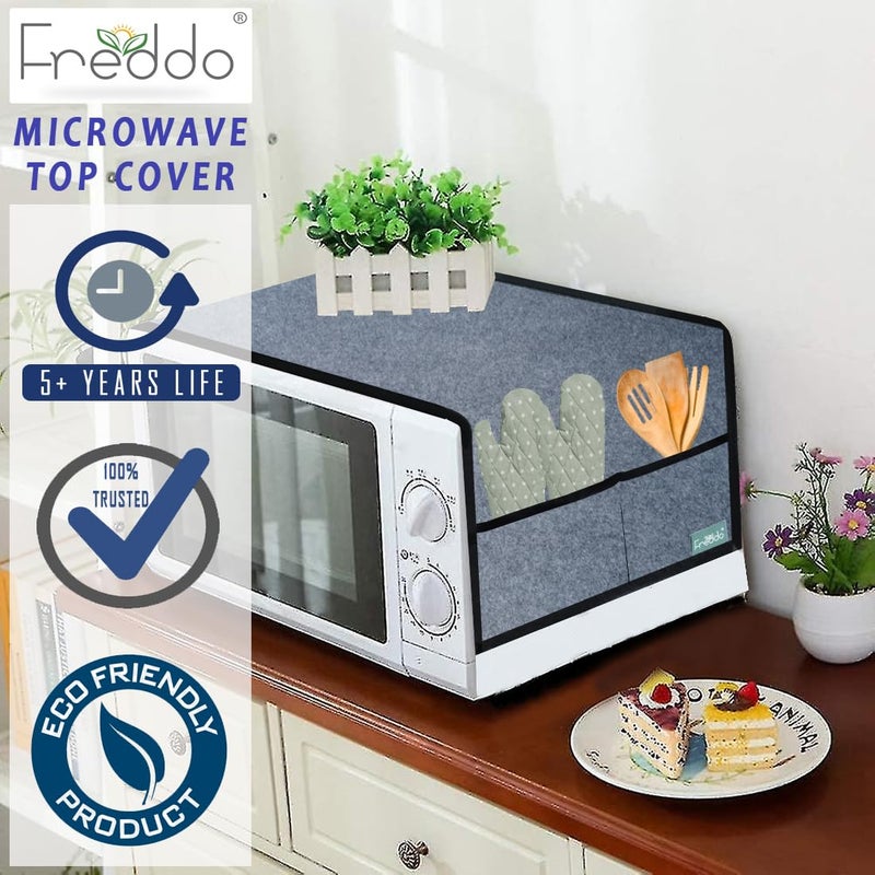 FREDDO Oven Cover Modern Designer Microwave Top CoverKitchen Oven Cover Attractive Decorative Dust Proof Appliance Top Cover for 32 LTR Size 41 x 20 inch Grey Color Pack of 1 Piece - Image 3
