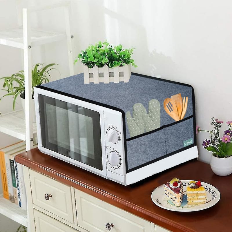 FREDDO Oven Cover Modern Designer Microwave Top CoverKitchen Oven Cover Attractive Decorative Dust Proof Appliance Top Cover for 32 LTR Size 41 x 20 inch Grey Color Pack of 1 Piece - Image 1