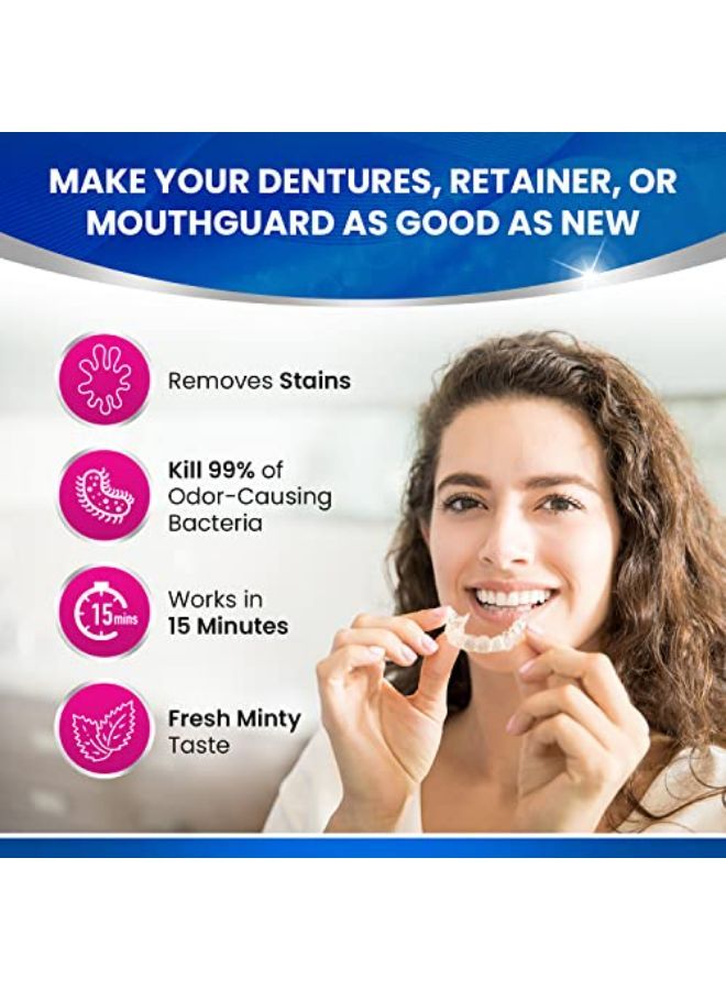 Dental Duty أقراص تنظيف أطقم الأسنان (كمية تكفي لمدة 8 أشهر) - منظف يزيل البلاك والروائح والبقع من أطقم الأسنان والمثبتات وواقيات الليل وواقي الفم وتقنية إنفيزلاين والأجهزة السنية القابلة للإزالة.  - Image 4