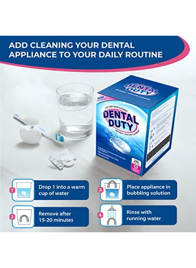 Dental Duty أقراص تنظيف أطقم الأسنان (كمية تكفي لمدة 8 أشهر) - منظف يزيل البلاك والروائح والبقع من أطقم الأسنان والمثبتات وواقيات الليل وواقي الفم وتقنية إنفيزلاين والأجهزة السنية القابلة للإزالة.  - Image 3