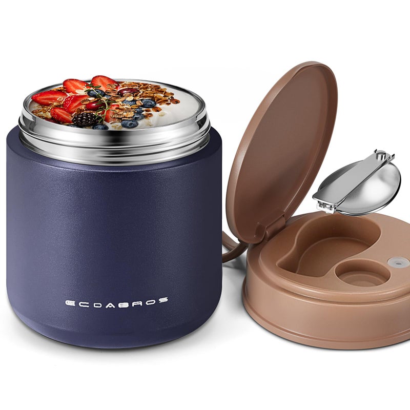 eedabros 15.2oz Kids Thermo for Hot Food â€“ Vacuum Insulated Food Jar with 316 Stainless Steel Interior, Leakproof Wide Mouth Soup Thermos for School Lunch (Navy) - Image 1