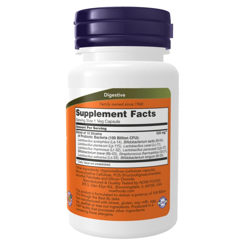 Now Foods Probiotic-10 100 Billion Veg Capsules 30's - Image 2
