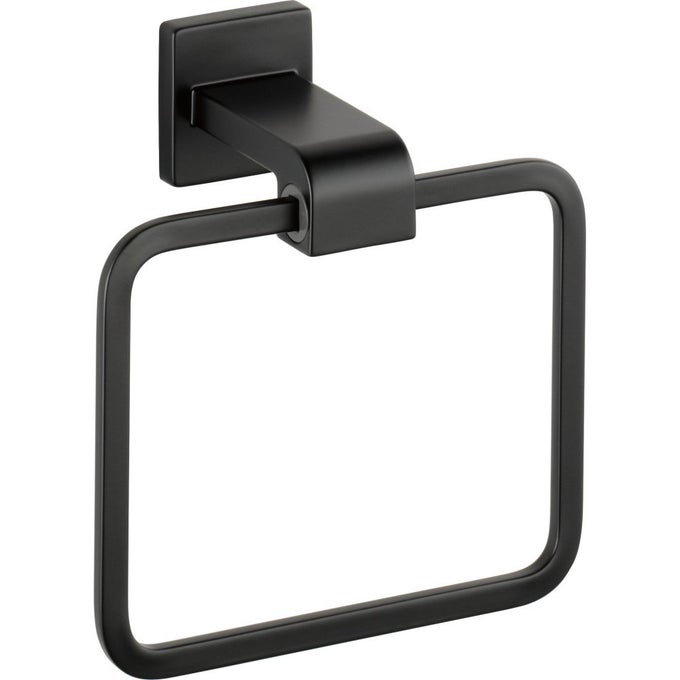 DELTA ARA 1PACK HAND TOWEL HOLDER MATTE BLACK TOWEL RACKS FOR BATHROOM WALL SQUARE TOWEL RING HOLDER FOR BATH TOWEL HANGER FOR KITCHEN BATHROOM ACCESSORIES 77546BL