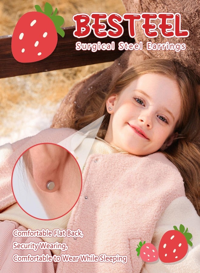 BESTEEL Hypoallergenic Screw Back Earrings for Girls Kids Women 10 Pairs Surgical Steel Earrings for Sensitive Ears Cute Flower Butterfly Toddler Screwback Stud Hoop Christmas Stocking Stuffers Gift - Image 4