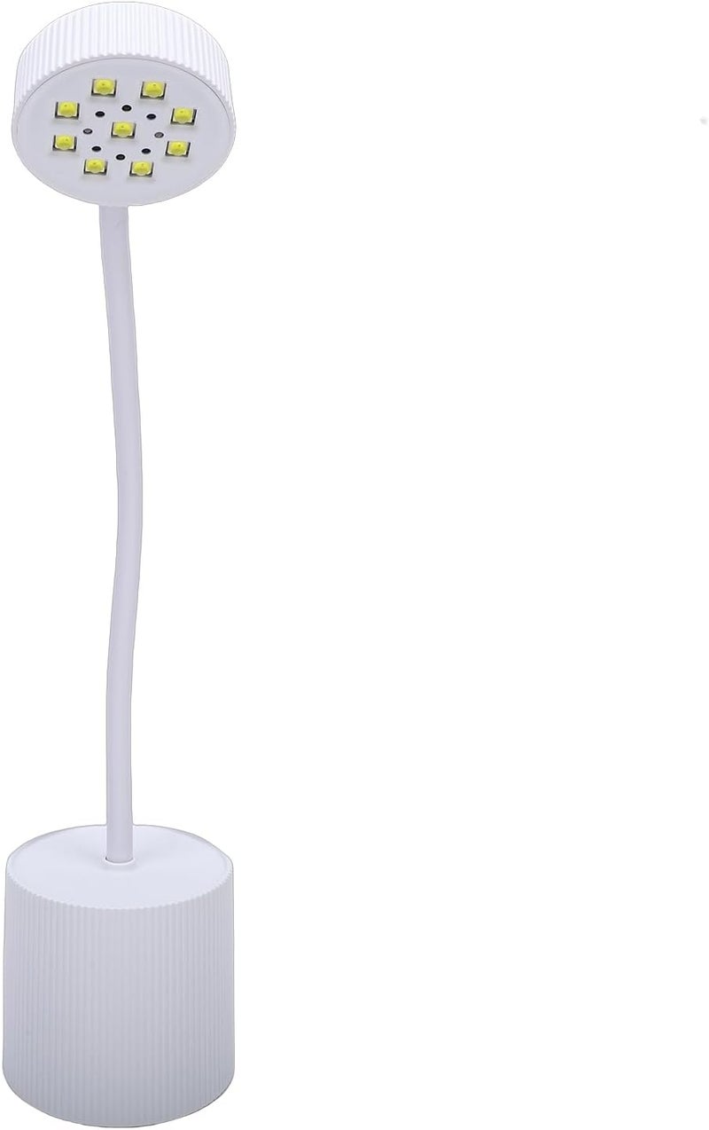 Yinhing Rechargeable Nail Lamp, 9 LED Beads 45s 90s Timer Adjustable Gooseneck, with Type C Fast Charging, for Gel Polish Curing at Home Salon Travel (White) - Image 1