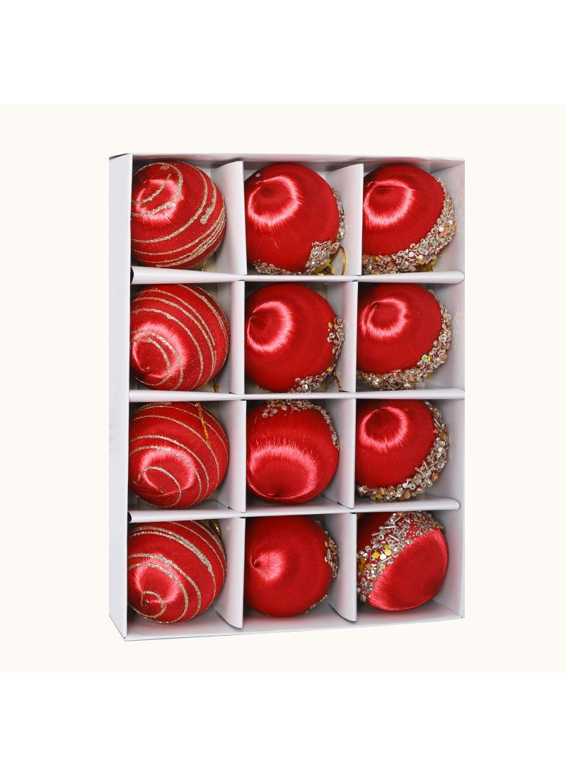 Arabest 2024 New Christmas decoration silk ball cross-border hot selling wholesale Christmas Decorations Christmas tree dress-up colored ball Red 