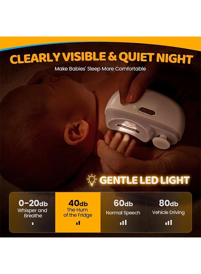 Electric Nail Trimmer for Baby with LED Light, 2 in 1 Automatic Safety Fingernail Clipper and File with Nail Scraps Storage for Newborn, Kids, Adult, Elderly, 2 Speeds, USB Rechargeable, White - Image 4