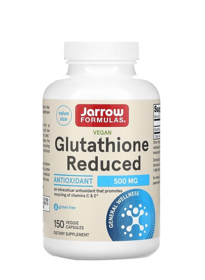 jarrow formulas Vegan Glutathione Reduced, 500 mg, 150 Veggie Capsules