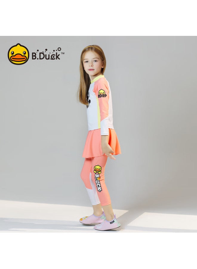 B.duck Kids' Two-piece Swimsuit For Girls With Long Sleeves And Pants, Sun Protection Surfing Suit, Warm Thermal Spring Swimwear - Image 5
