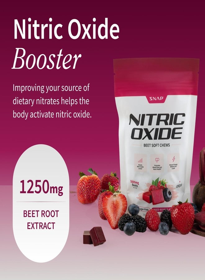 Snap Supplements Beet Root Natural Nitric Oxide Supplements for Men & Women, with Beet Root Extract for Energy, Heart Health & Circulation Support, 60 Soft Chews (1 Month Supply), Mixed Berry - Image 2